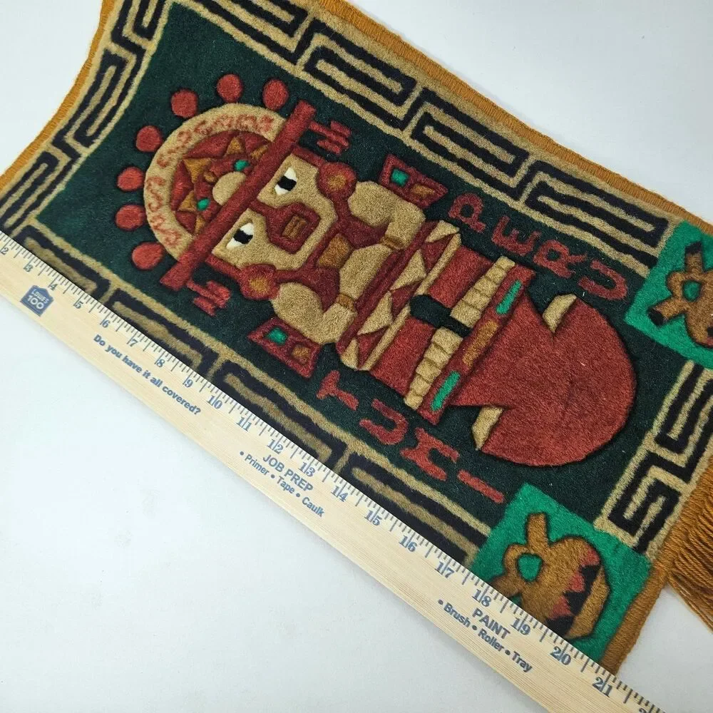 Vintage Peruvian Tumi Figure Wall Hanging Tapestry Textile Art Peru Handmade